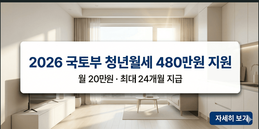2026년 국토부 청년월세 특별지원 사업 480만원 혜택 및 소득기준 신청방법 안내 썸네일