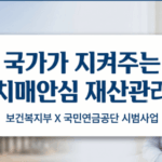 보건복지부와 국민연금공단이 시행하는 2026년 치매안심재산관리서비스 시범사업 안내 및 노후 재산 보호 정책 홍보 이미지