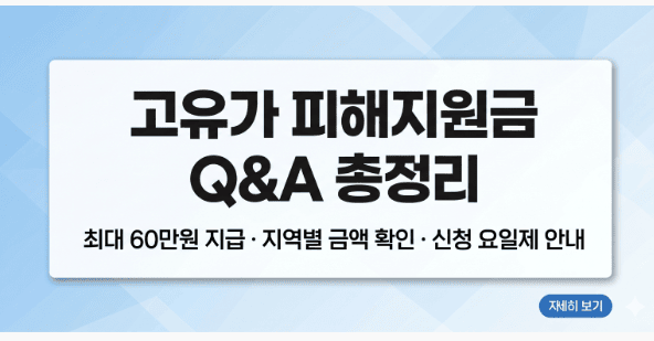 2026년 고유가 피해지원금 Q&A 총정리 및 지역별 지급액 안내 인포그래픽 썸네일